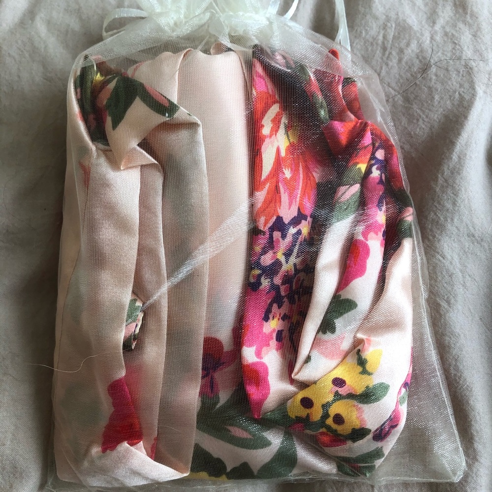 Floral satin robe